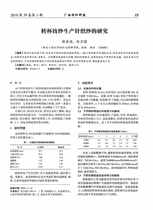 转杯纺纱生产针织纱的研究