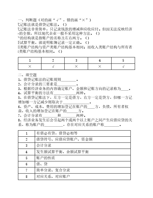 基础会计第三章课后思考与练习题复式记账(附答案)