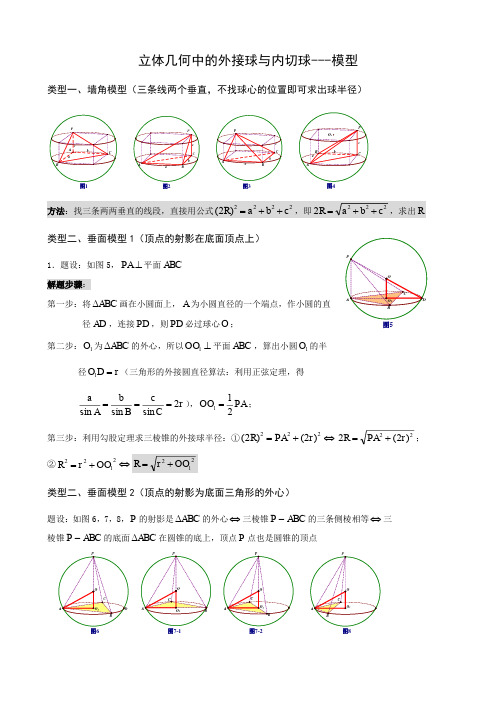 ▲立体几何中的外接球与内切球---模型知识点