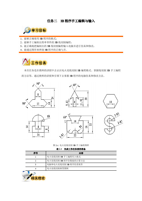 电火花切割编程加工-任务二 3B程序手工编辑与输入