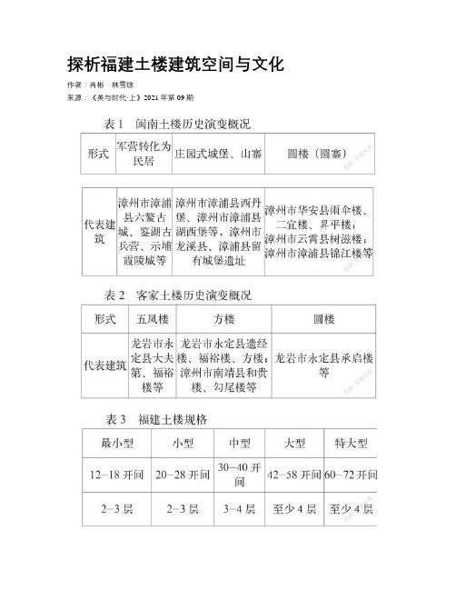 探析福建土楼建筑空间与文化