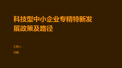 科技型中小企业专精特新发展政策及路径