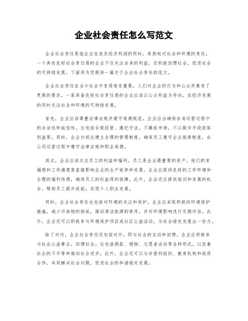 企业社会责任怎么写范文