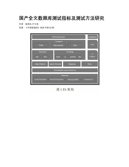 国产全文数据库测试指标及测试方法研究