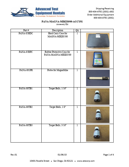 PANA-MAGNA-MIKE8500 辅助配件包装清单说明书