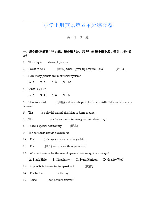 小学上册U卷英语第6单元综合卷