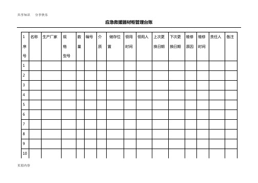 应急救援器材台账