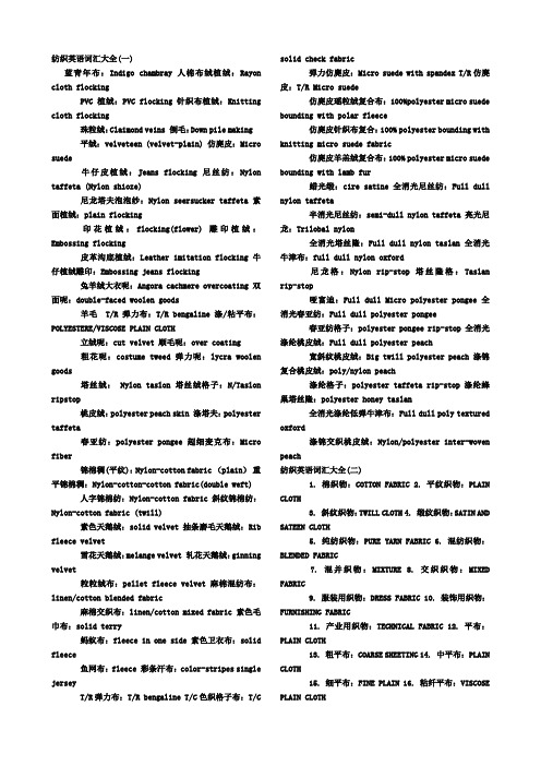 纺织面料英语词汇大全