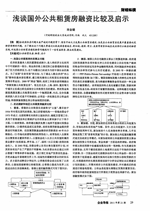 浅谈国外公共租赁房融资比较及启示