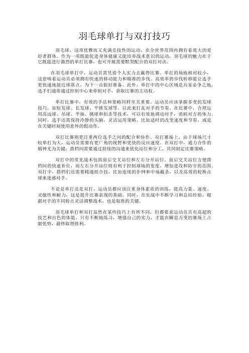 羽毛球单打与双打技巧