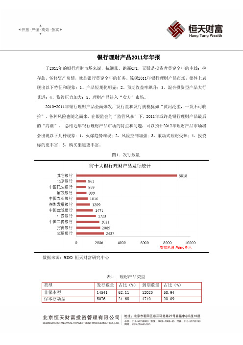 银行理财产品2011年报