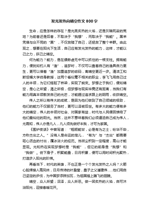 发光发热向晴空作文800字