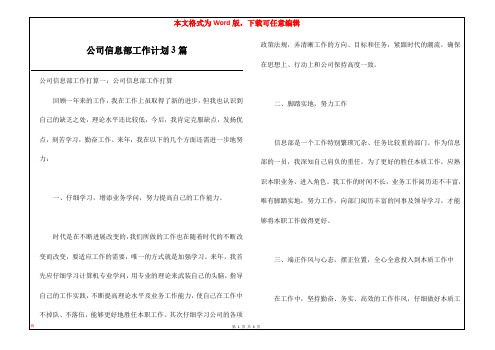 公司信息部工作计划3篇