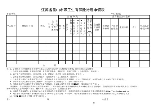 生育申领表(2016)