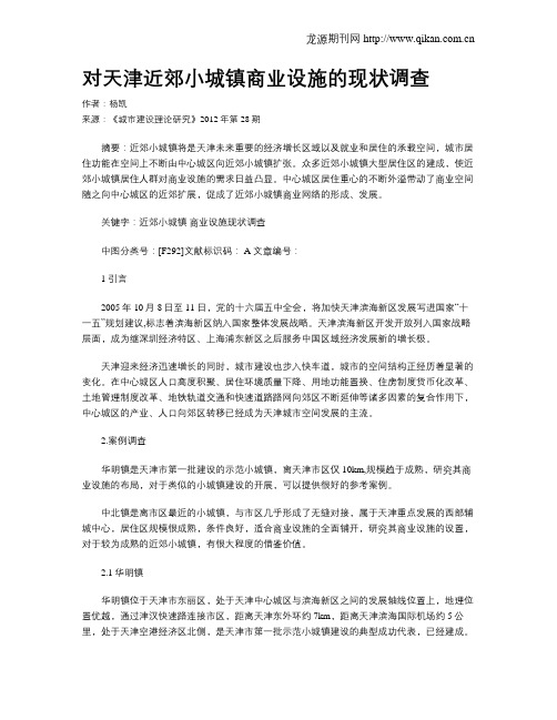 对天津近郊小城镇商业设施的现状调查