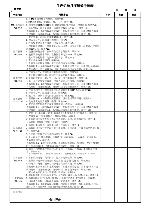 生产组长绩效考核表