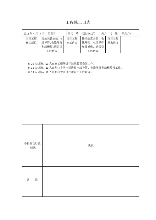 电气给排水工程施工日志