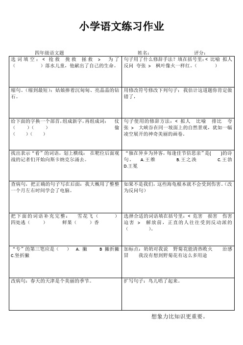 四年级语文课堂拓展练习IV (81)