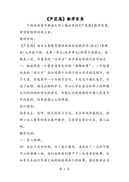 《芦花荡》教学实录-文档资料
