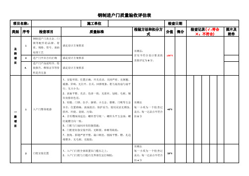 钢制进户门验收评估表