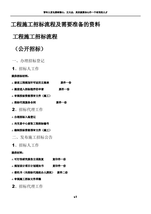 工程施工招标流程及需要准备的资料、甲方招标主要流程和评价方法、建设工程项目招标程序