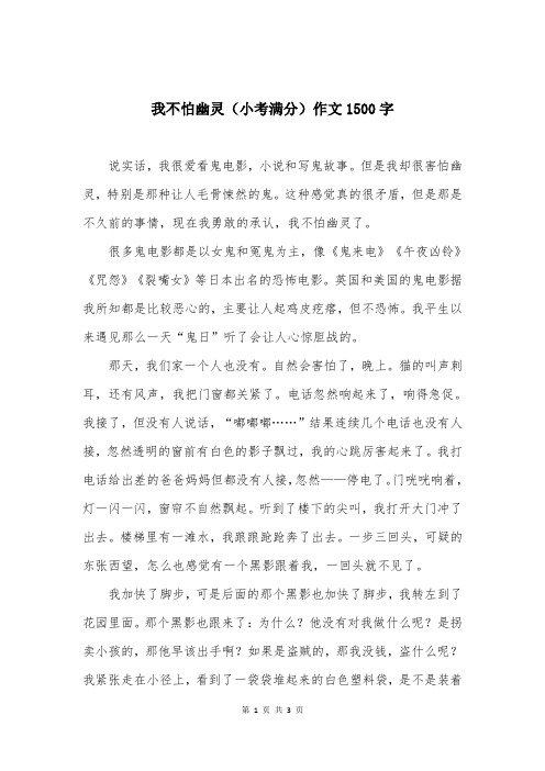 我不怕幽灵（小考满分）作文1500字