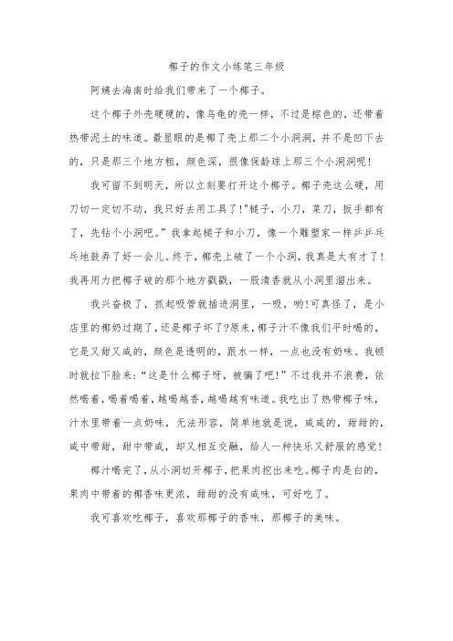 椰子的作文小练笔三年级