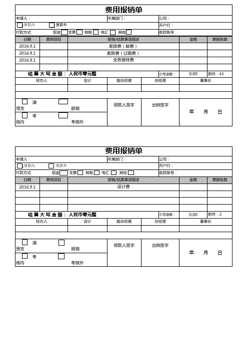 费用报销单(自动累计转换大写)