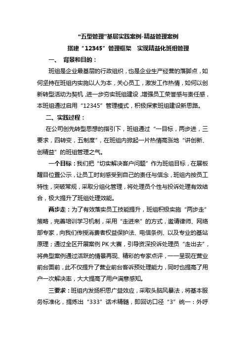 五型班组管理之精益管理案例