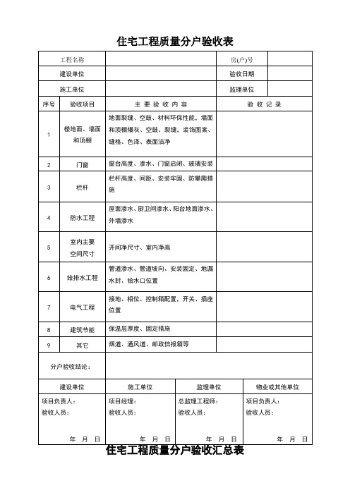 分户验收记录表