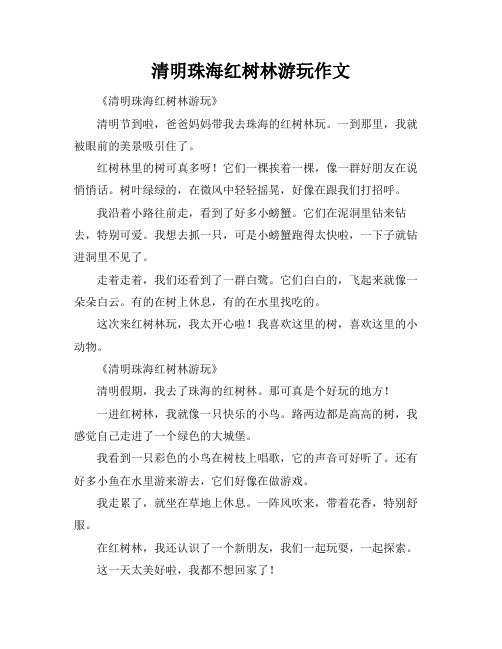 清明珠海红树林游玩作文