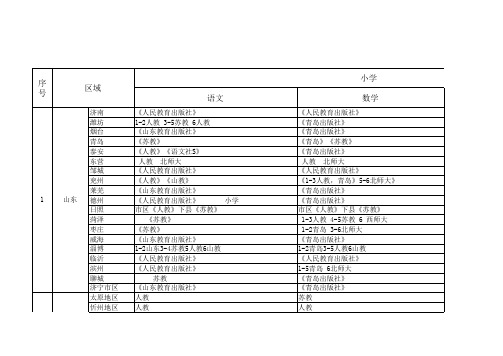 全国中小学生教材版本统计表 