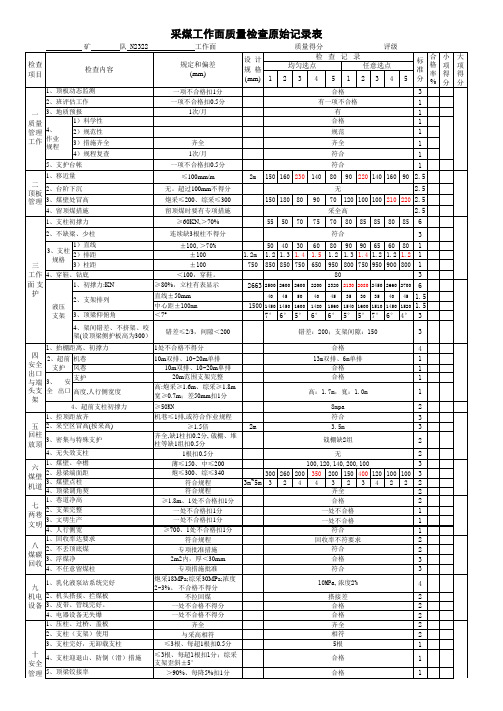 采煤检查表