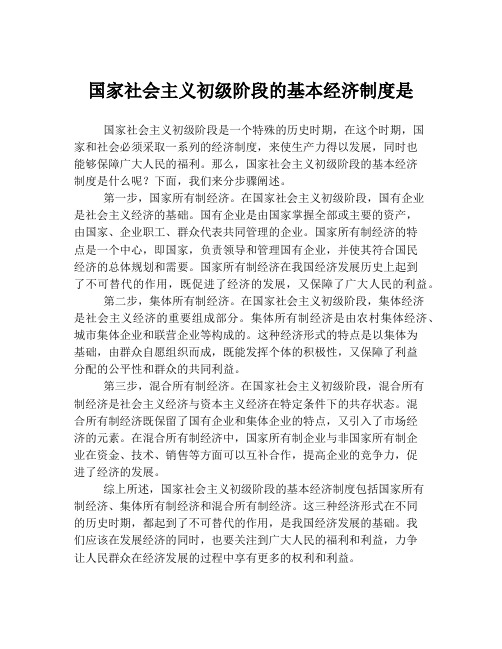 国家社会主义初级阶段的基本经济制度是