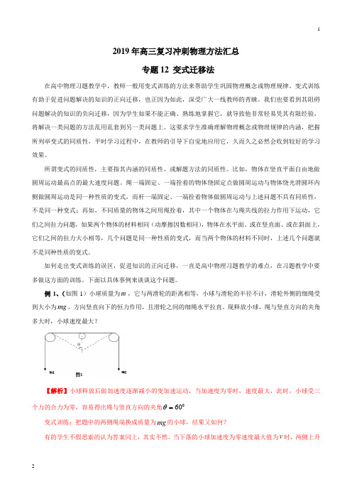 专题12 变式迁移法-2019年高三复习冲刺物理方法汇总(解析版)