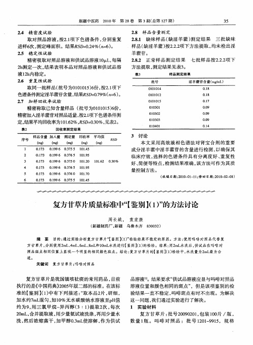 复方甘草片质量标准中“【鉴别】(1)”的方法讨论