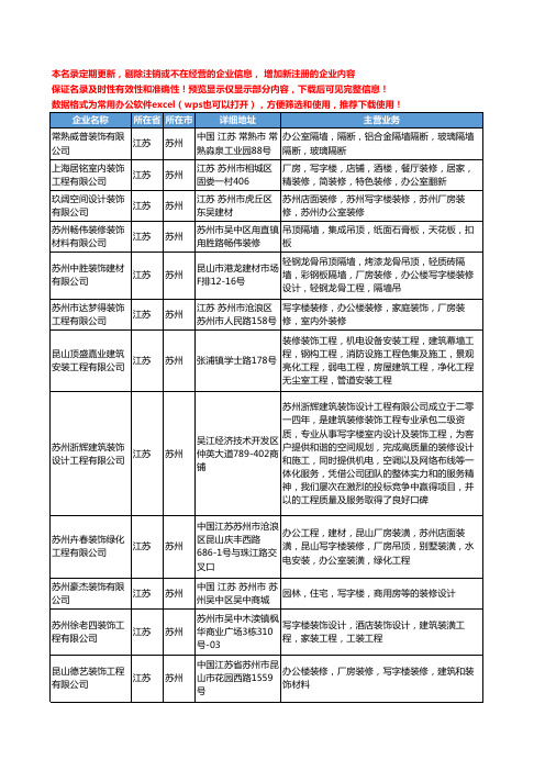 新版江苏省苏州写字楼装饰工商企业公司商家名录名单联系方式大全20家