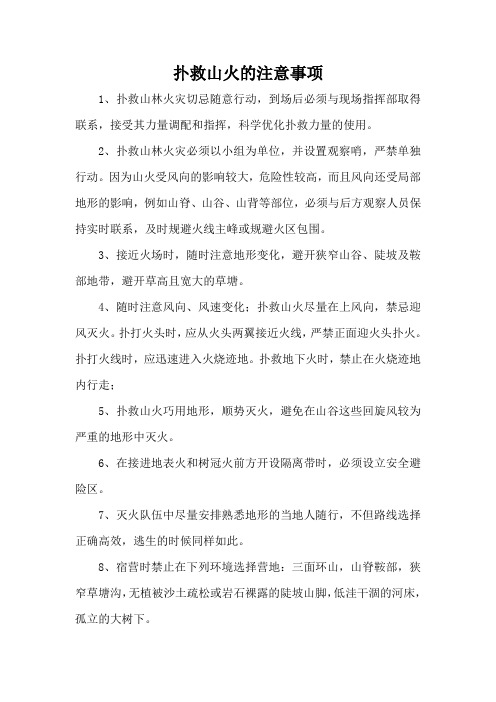 扑救山火的注意事项