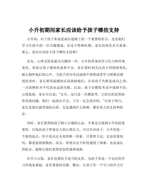 小升初期间家长应该给予孩子哪些支持