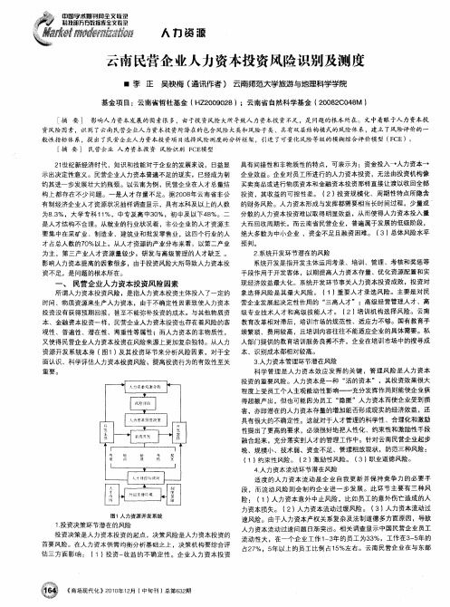 云南民营企业人力资本投资风险识别及测度