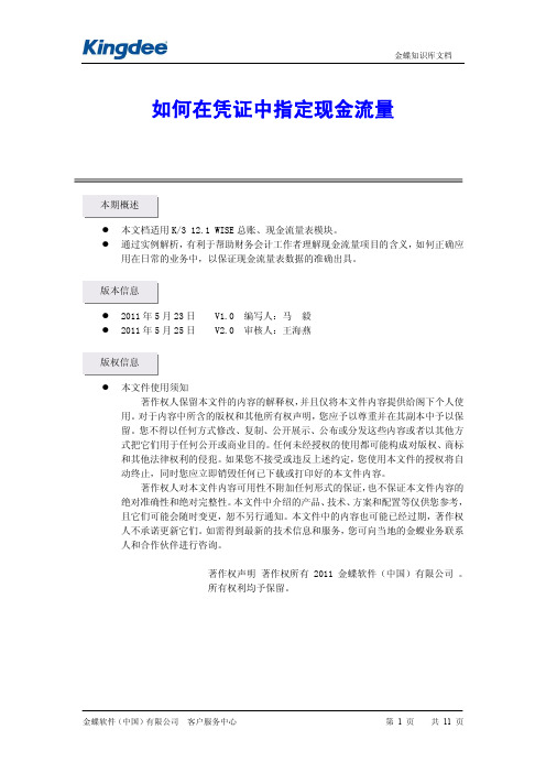 各类凭证的现金流量指定