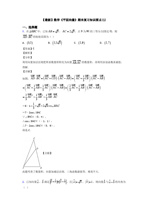 高考数学压轴专题最新备战高考《平面向量》难题汇编及答案