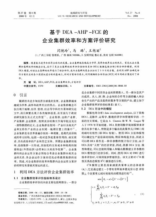 基于DEA—AHP—FCE的企业集群效率和方案评价研究