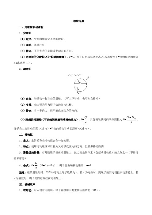 初中物理：滑轮组专题知识点及同步练习(含答案)