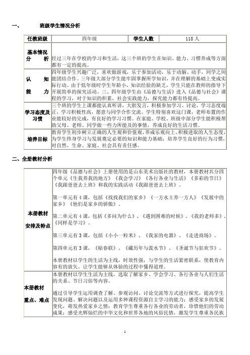 山东美术版四年级上册品社教案_图文