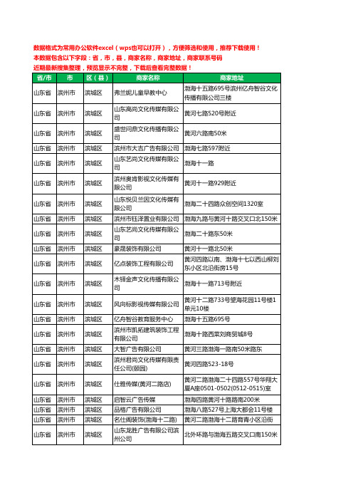 2020新版山东省滨州市滨城区广告有限公司工商企业公司商家名录名单黄页联系电话号码地址大全183家