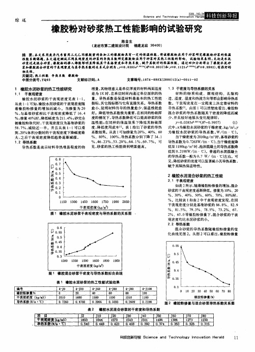 橡胶粉对砂浆热工性能影响的试验研究