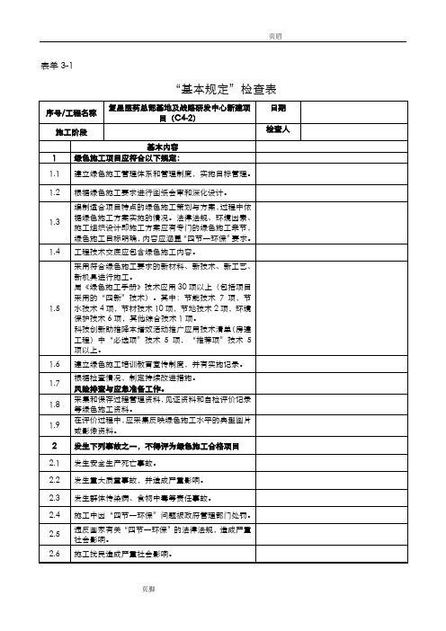 中建八局绿色施工达标工程验收检查记录表