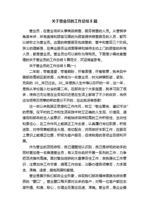 关于营业员的工作总结5篇