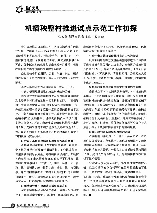 机插秧整村推进试点示范工作初探